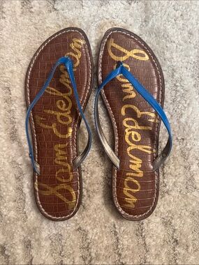 Sam Edelman Sandals with Blue Patent Leather Straps